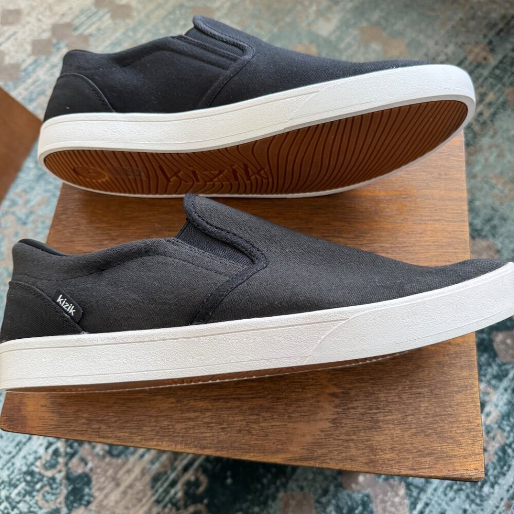 Kizik Venice Handsfree Slip On Sneakers Comfort Canvas Black Mens Size 14 Wide